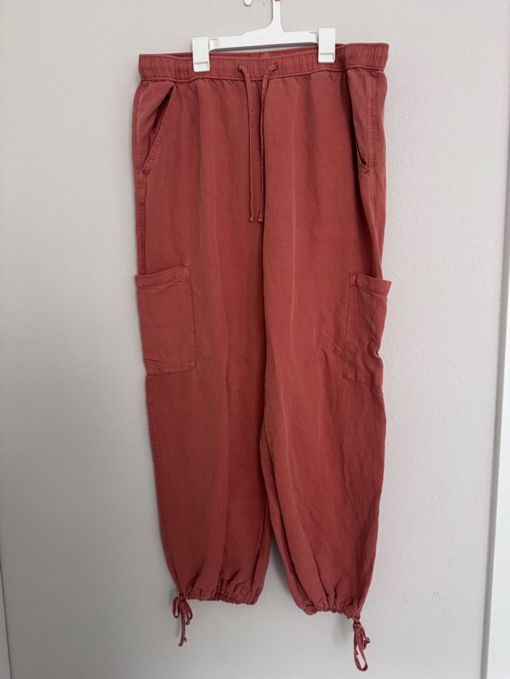 Joie Womens Linen Blend Drawstring Wide Legged Pants Terracotta